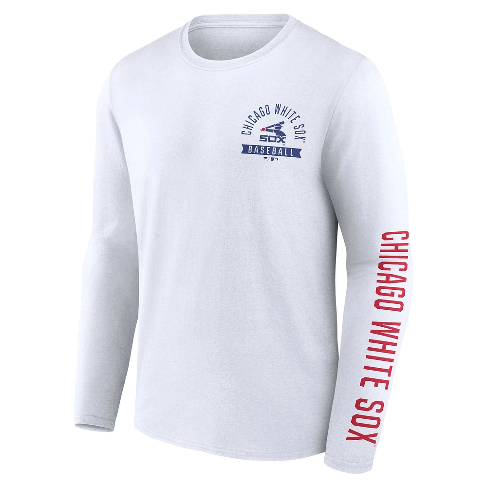 Men's Fanatics White Chicago Sox Pressbox Long Sleeve T-Shirt