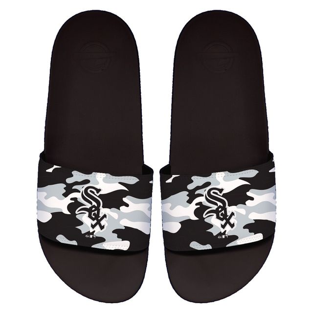 Sandales ISlide Black Chicago White Sox Camo Motto Slide pour hommes