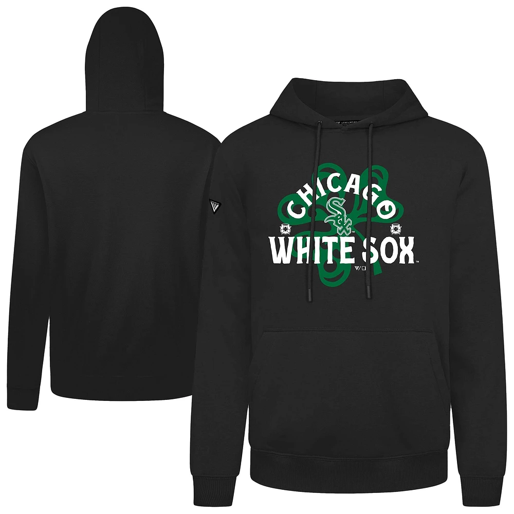 Men's Levelwear  Black Chicago White Sox St. Patrick's Day Podium Shamrock Pullover Hoodie