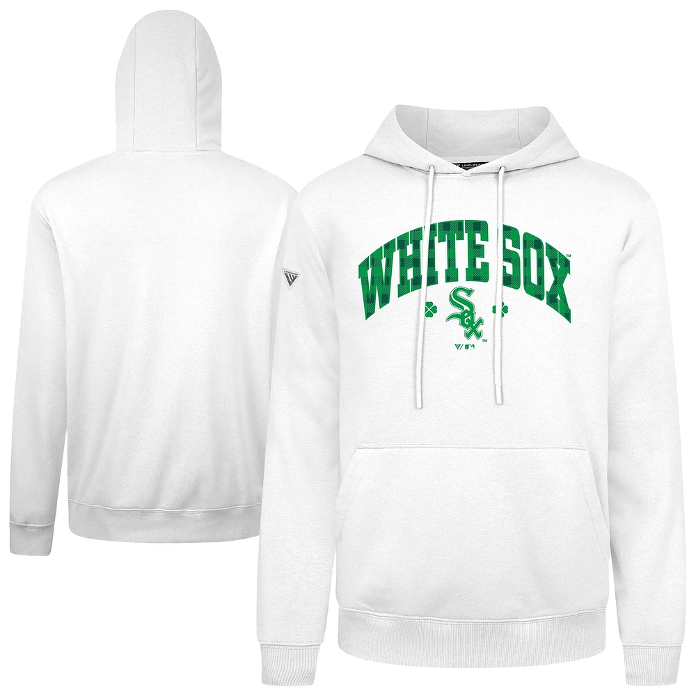 Men's Levelwear  White Chicago Sox St. Patrick's Day Podium Plaid Pullover Hoodie