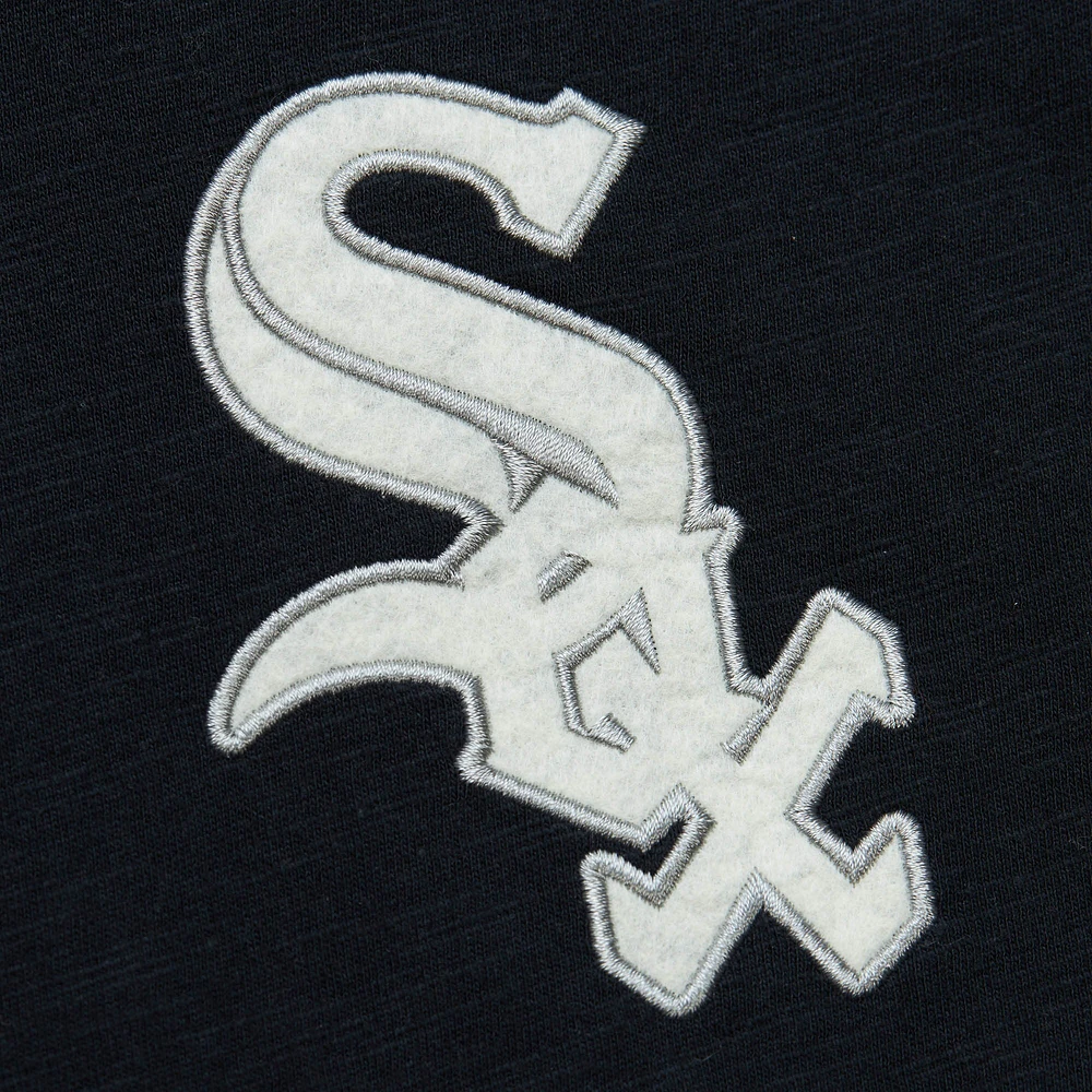 Men's Mitchell & Ness Black Chicago White Sox Cooperstown Collection Legendary Raglan Slub Henley 3/4-Sleeve T-Shirt