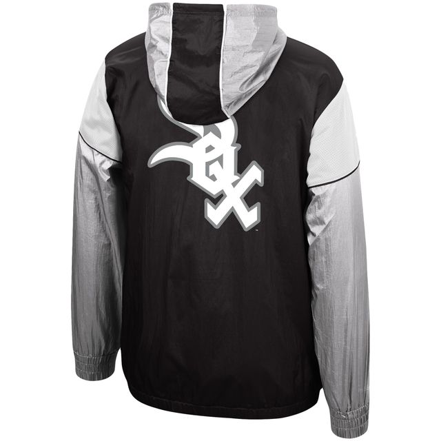 Hommes Mitchell & Ness Black Chicago White Sox Highlight Reel Windbreaker Half-Zip Hoodie Jacket