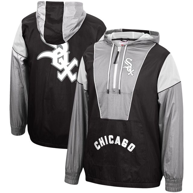 Hommes Mitchell & Ness Black Chicago White Sox Highlight Reel Windbreaker Half-Zip Hoodie Jacket