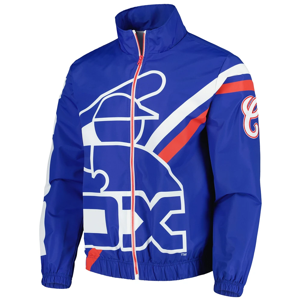 Men's Mitchell & Ness Royal Chicago White Sox Exploded Logo Warm Up Full-Zip Jacket