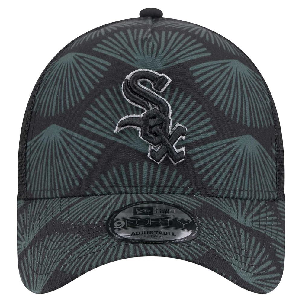 Men's New Era  Black Chicago White Sox 9FORTY A-Frame Trucker Adjustable Hat