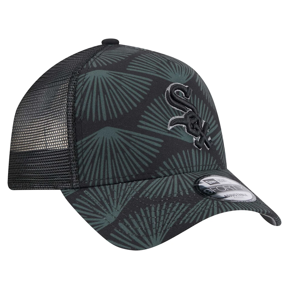 Men's New Era  Black Chicago White Sox 9FORTY A-Frame Trucker Adjustable Hat