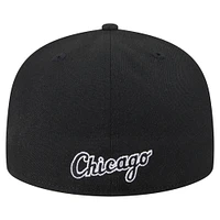 Men's New Era Black Chicago White Sox Overlap 59FIFTY Fitted Hat