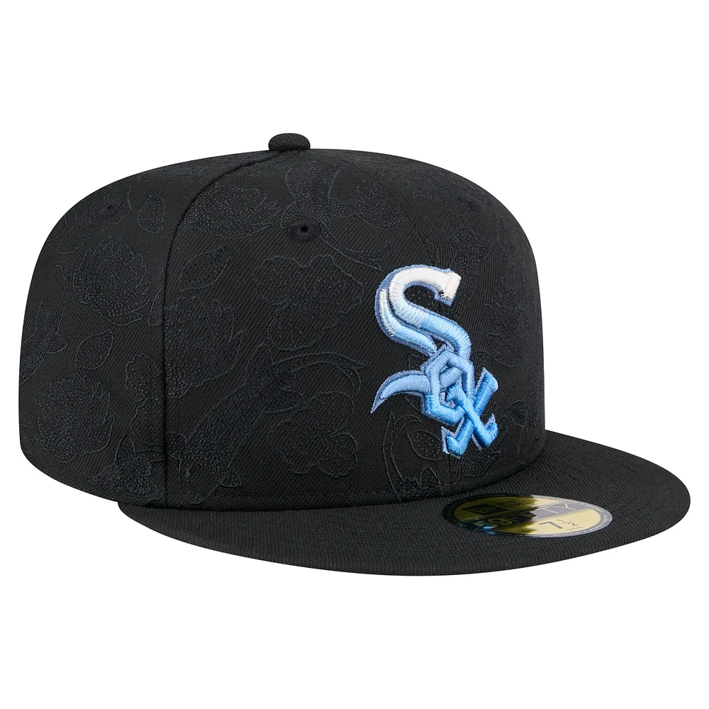 Men's New Era Black Chicago White Sox Tonal Koi 59FIFTY Fitted Hat