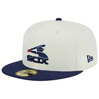 Men's New Era Stone/Navy Chicago White Sox Retro 59FIFTY Fitted Hat