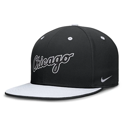 Casquette Nike True Primetime Performance bicolore noire/blanche pour homme Chicago White Sox