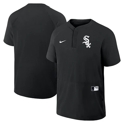 Coupe-vent à manches courtes raglan Nike noir pour homme, collection authentique des Chicago White Sox