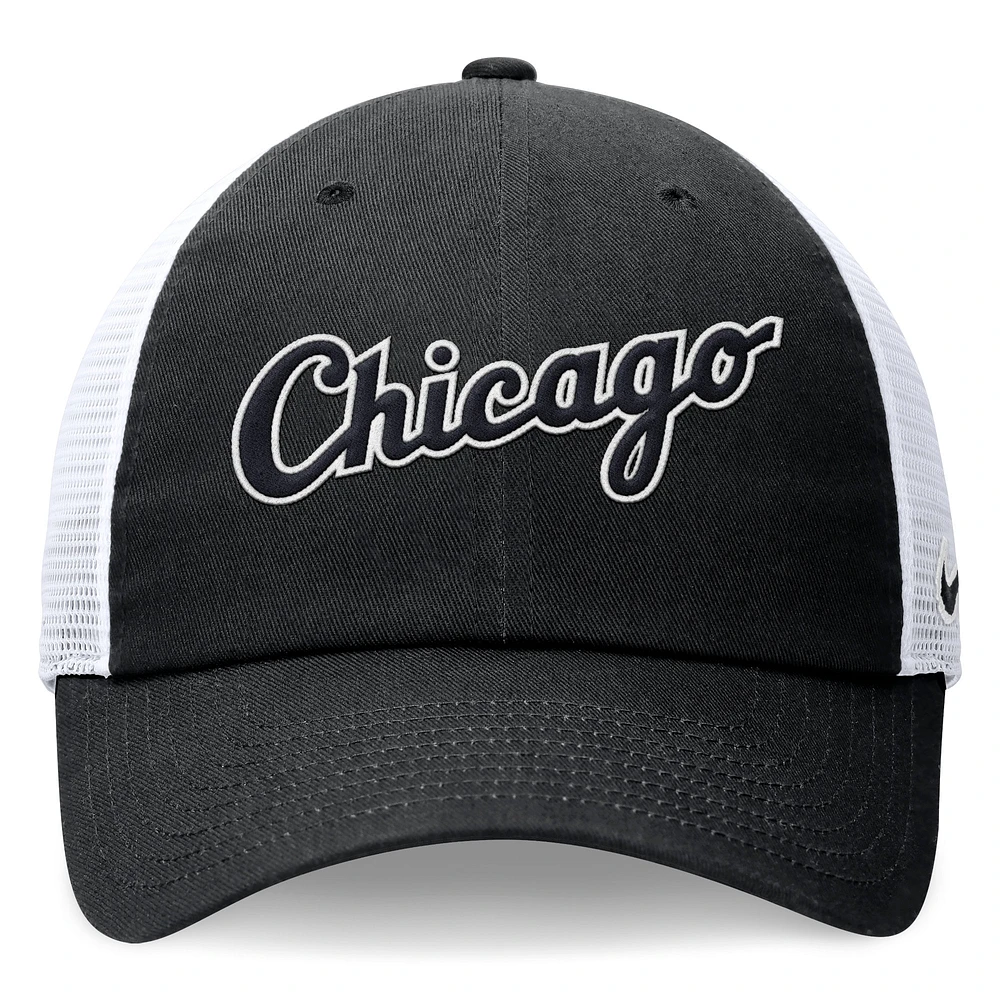 Casquette de camionneur ajustable Nike noire avec logo Chicago White Sox pour homme