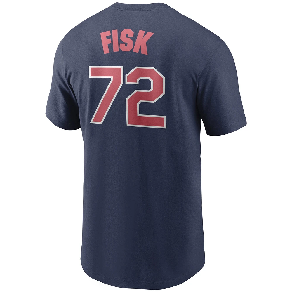 Men's Nike Carlton Fisk Navy Chicago White Sox Cooperstown Collection Name & Number T-Shirt