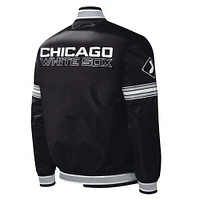 Men's Starter Black Chicago White Sox Midfield Satin Full-Snap Varsity Jacket