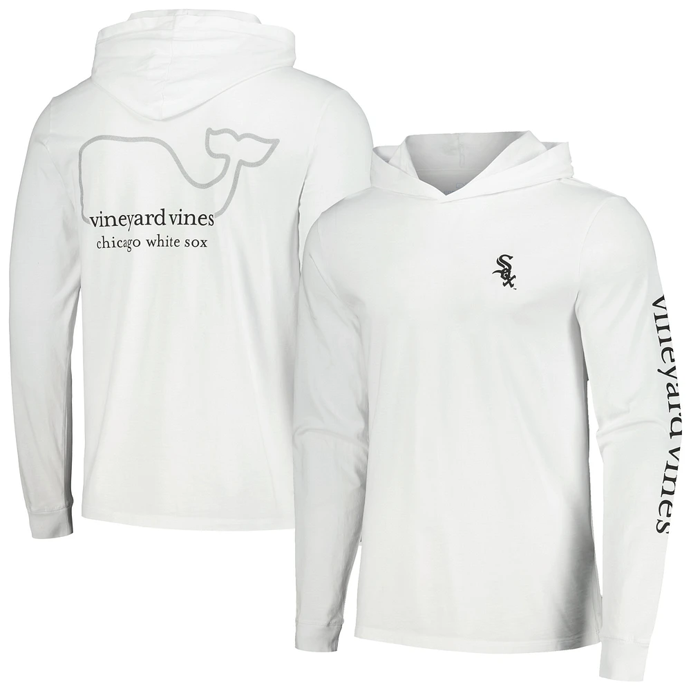T-shirt à capuche manches longues Vineyard Vines pour hommes, blanc, Chicago White Sox