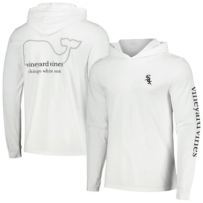 T-shirt à capuche manches longues Vineyard Vines pour hommes, blanc, Chicago White Sox