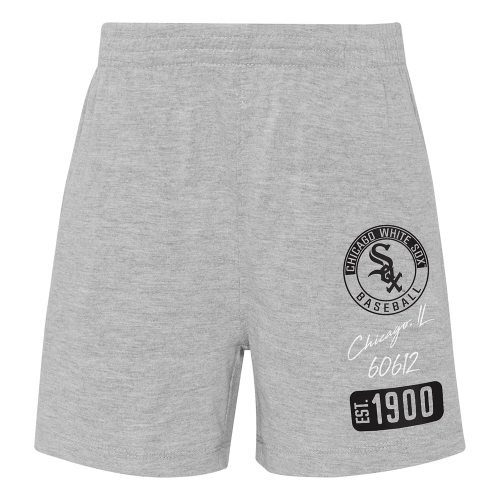 Toddler White/Heather Gray Chicago White Sox Two-Piece Groundout Baller Raglan T-Shirt & Shorts Set
