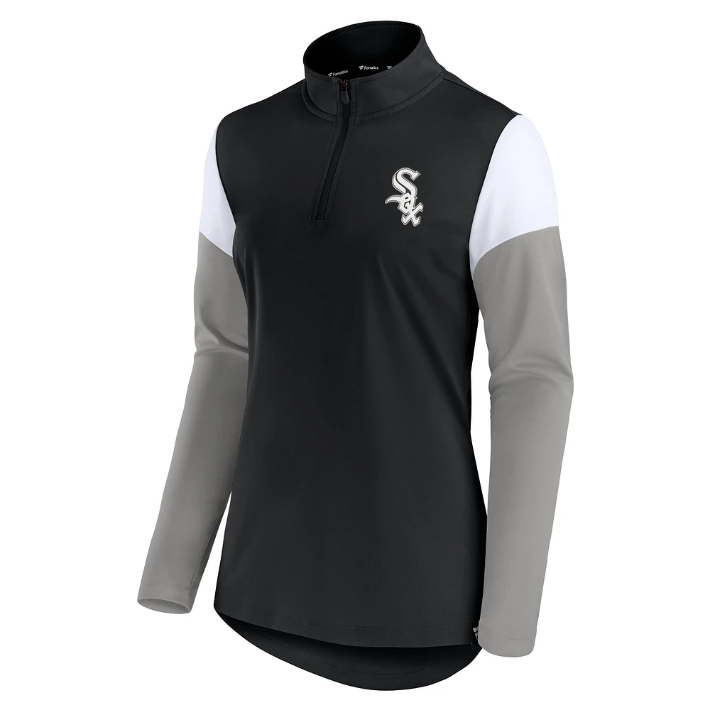 Women's Black/Gray Chicago White Sox Authentic Fleece Quarter-Zip Jacket