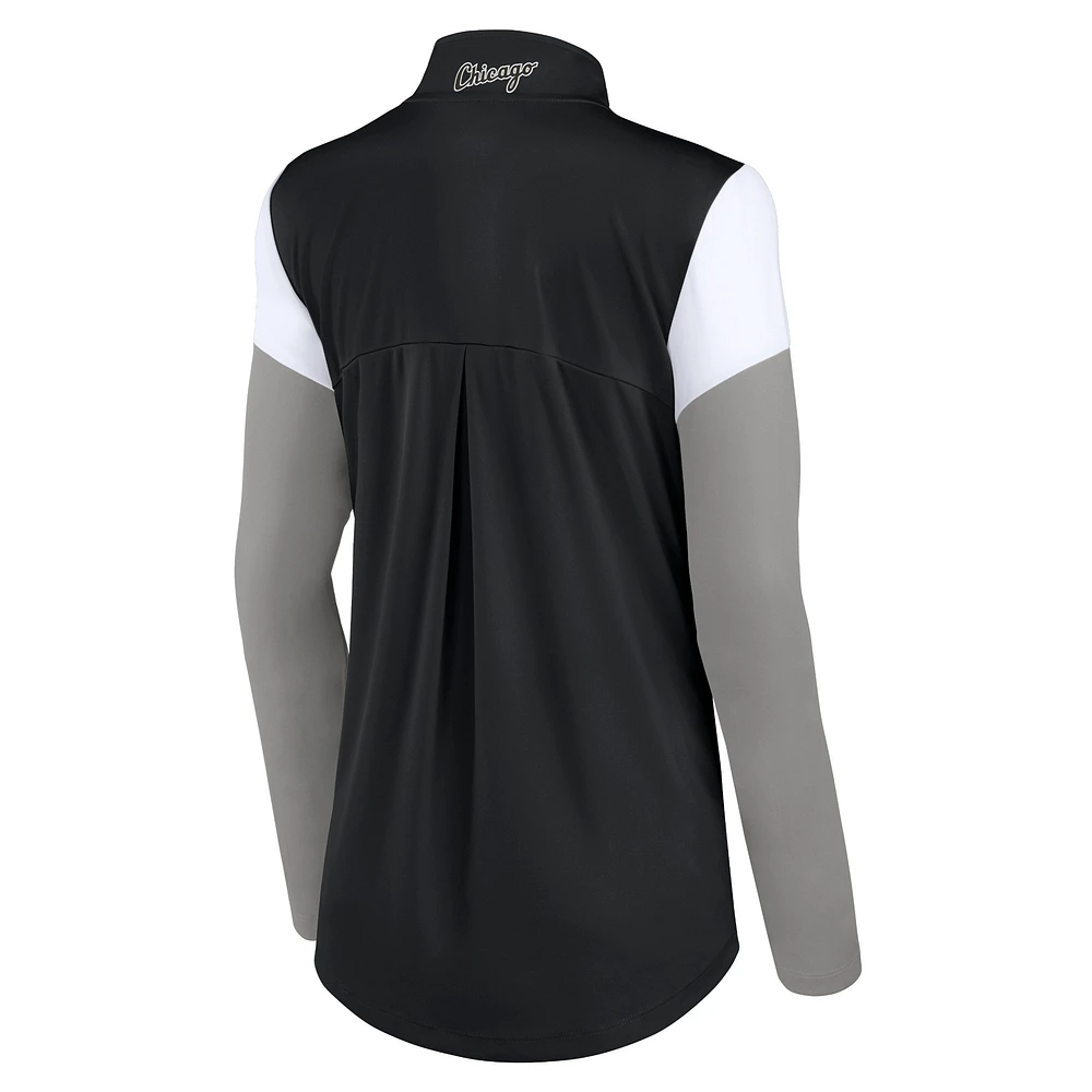 Women's Black/Gray Chicago White Sox Authentic Fleece Quarter-Zip Jacket