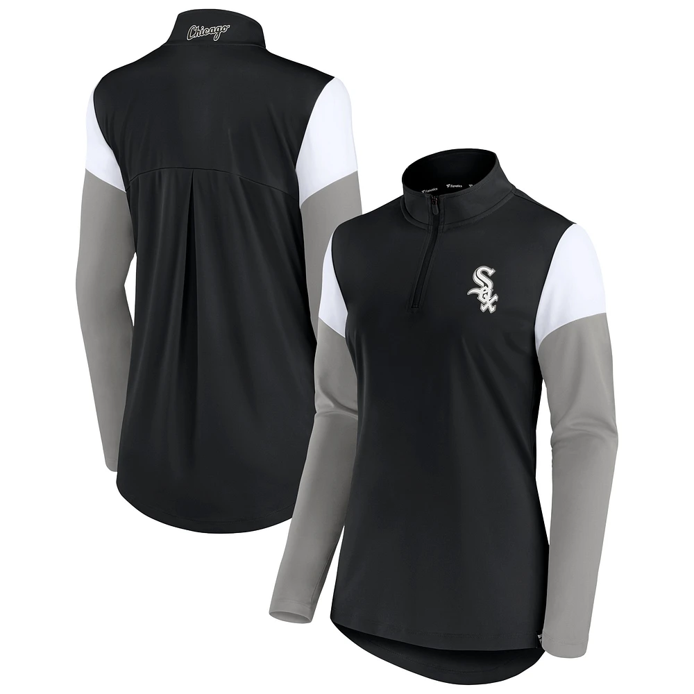 Women's Black/Gray Chicago White Sox Authentic Fleece Quarter-Zip Jacket