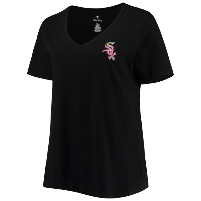 T-shirt à encolure en V Mom 2-Hit taille plus #1 des White Sox de Chicago pour femme, noir