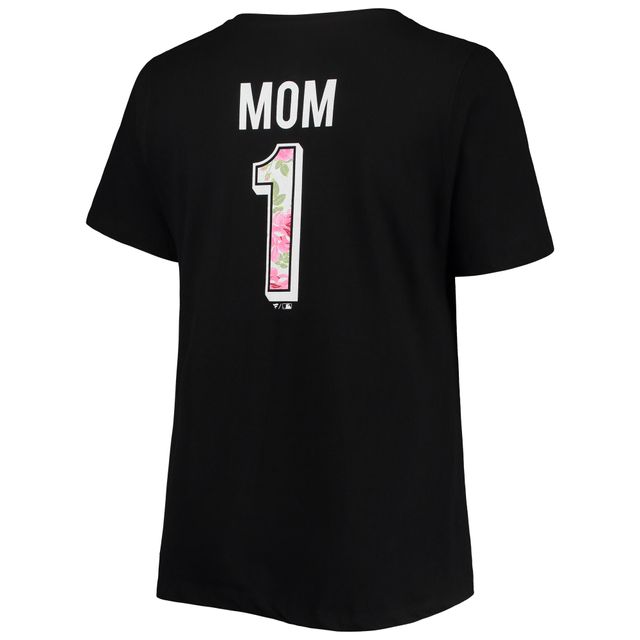 T-shirt à encolure en V Mom 2-Hit taille plus #1 des White Sox de Chicago pour femme, noir