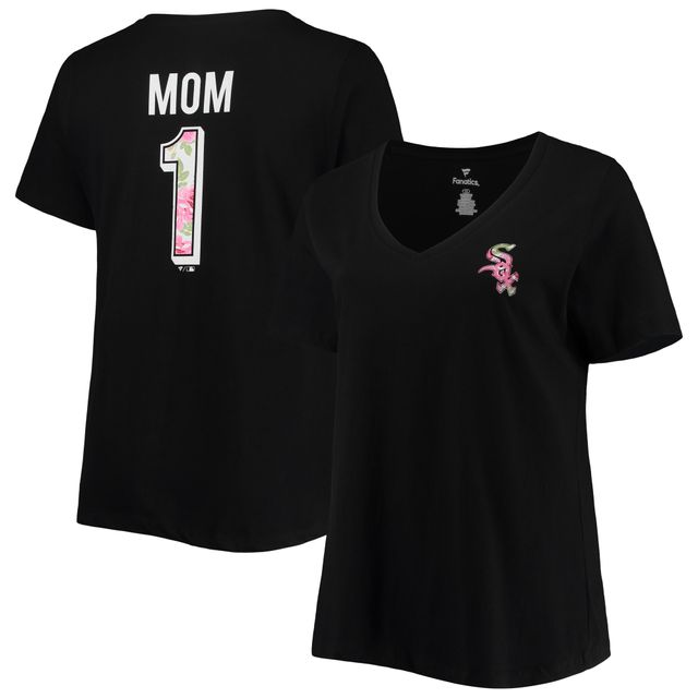T-shirt à encolure en V Mom 2-Hit taille plus #1 des White Sox de Chicago pour femme, noir
