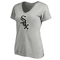 Women's Fanatics Heathered Gray Chicago White Sox Core Official Logo V-Neck T-Shirt