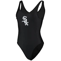 Women's G-III 4Her by Carl Banks Black Chicago White Sox Making Waves One-Piece Swimsuit