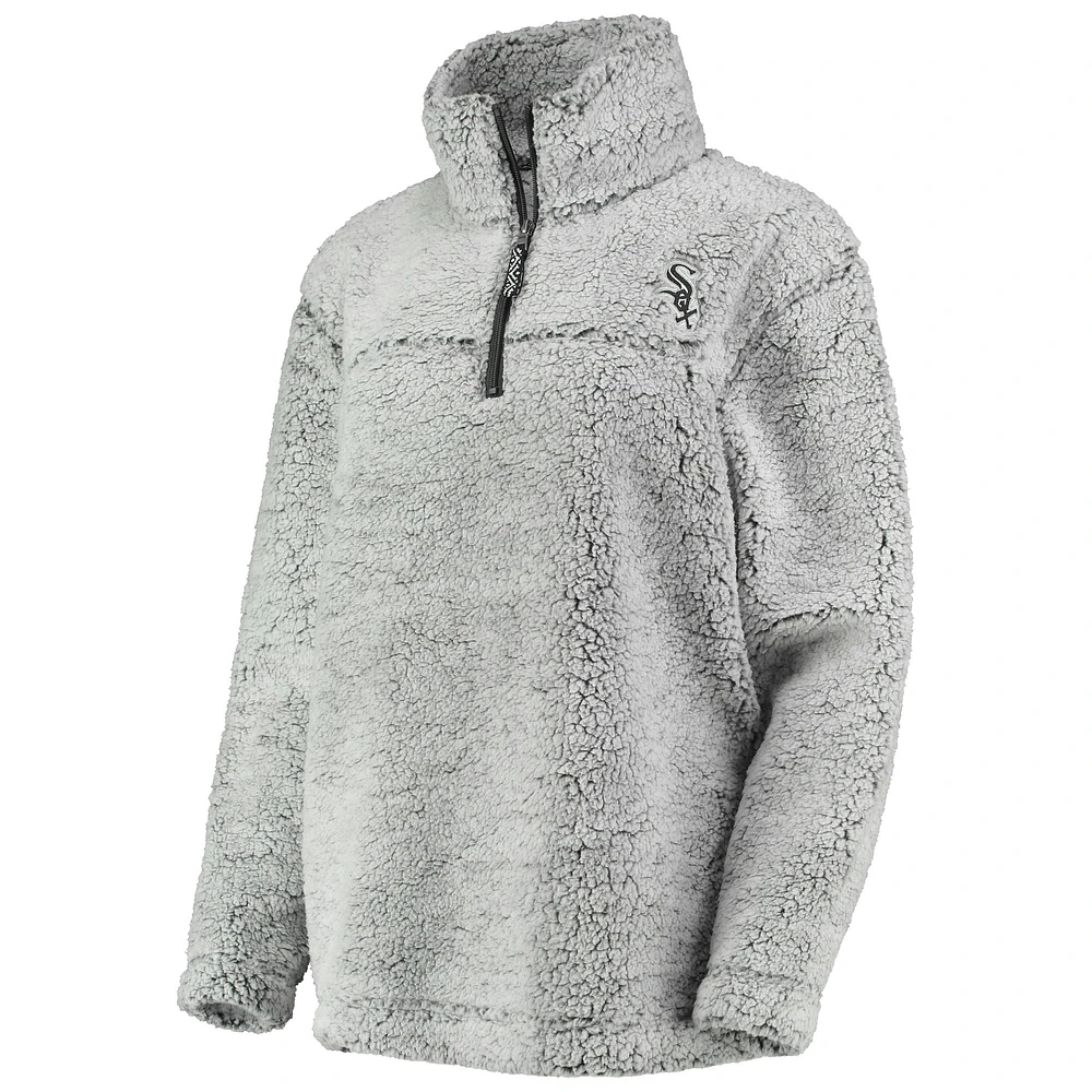 Women's G-III 4Her by Carl Banks Gray Chicago White Sox Sherpa Quarter-Zip Pullover Jacket
