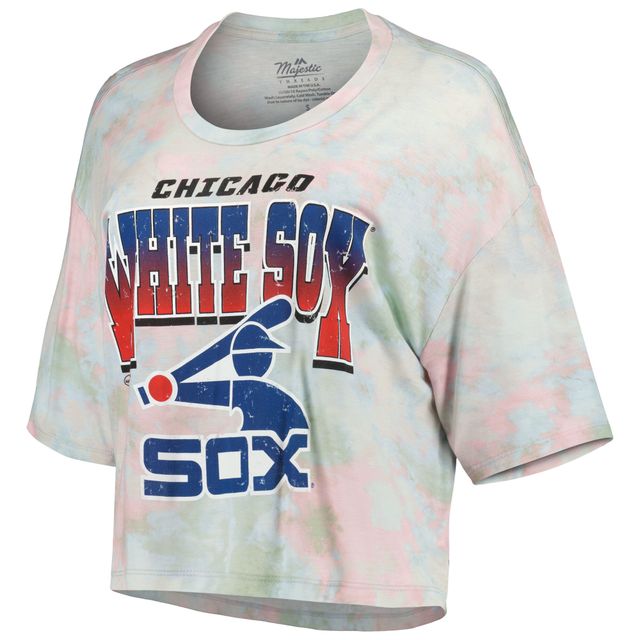 Majestic Threads Chicago White Sox Cooperstown Collection T-shirt court à trois mélanges tie-dye boxy pour femme