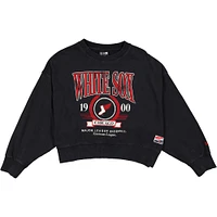 Women's New Era  Black Chicago White Sox 2025 City Connect Cropped Enzyme Wash Pullover Sweatshirt