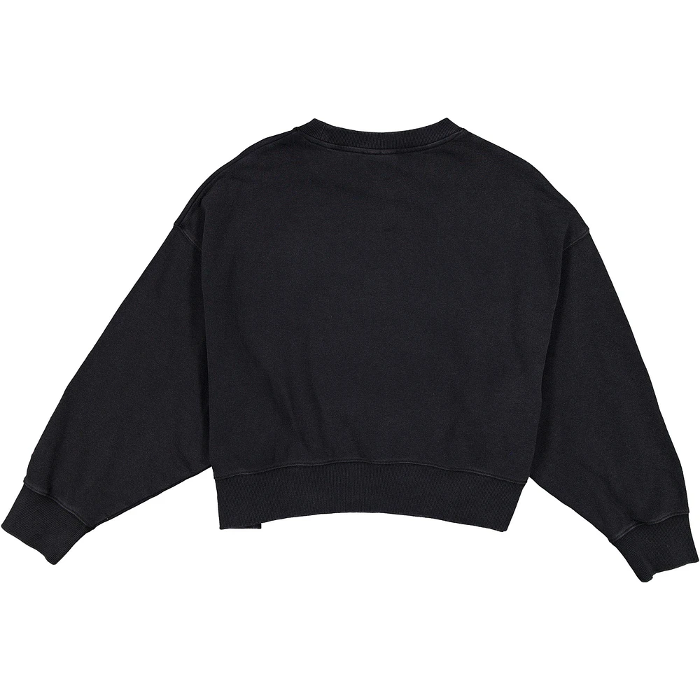 Women's New Era  Black Chicago White Sox 2025 City Connect Cropped Enzyme Wash Pullover Sweatshirt
