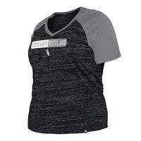 Women's New Era Black Chicago White Sox Plus Space Dye Raglan V-Neck T-Shirt