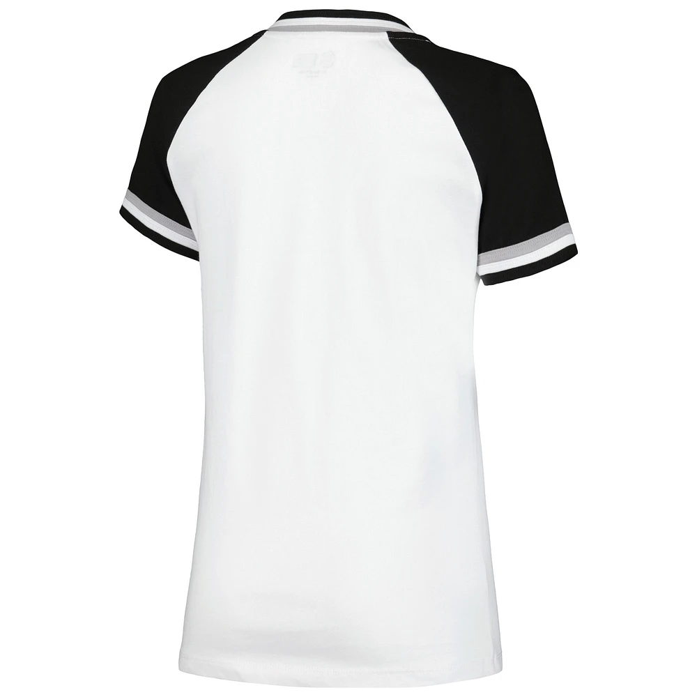 Women's New Era White Chicago Sox Jersey Double Binding Raglan V-Neck T-Shirt