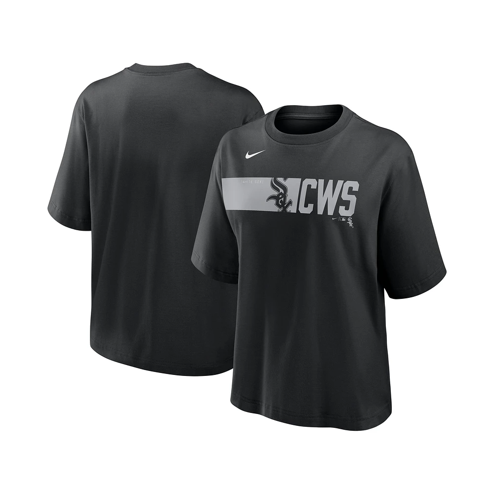 Women's Nike  Black Chicago White Sox Knockout Boxy T-Shirt