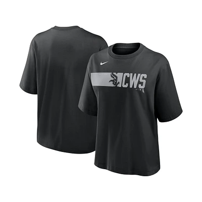 T-shirt Nike noir pour femme, coupe boxy, Chicago White Sox