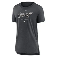 Women's Nike Heather Charcoal Chicago White Sox Authentic Collection Early Work Tri-Blend T-Shirt
