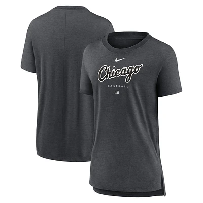 T-shirt Nike Heather Charcoal Chicago White Sox Authentic Collection Early Work Tri-Blend pour femme