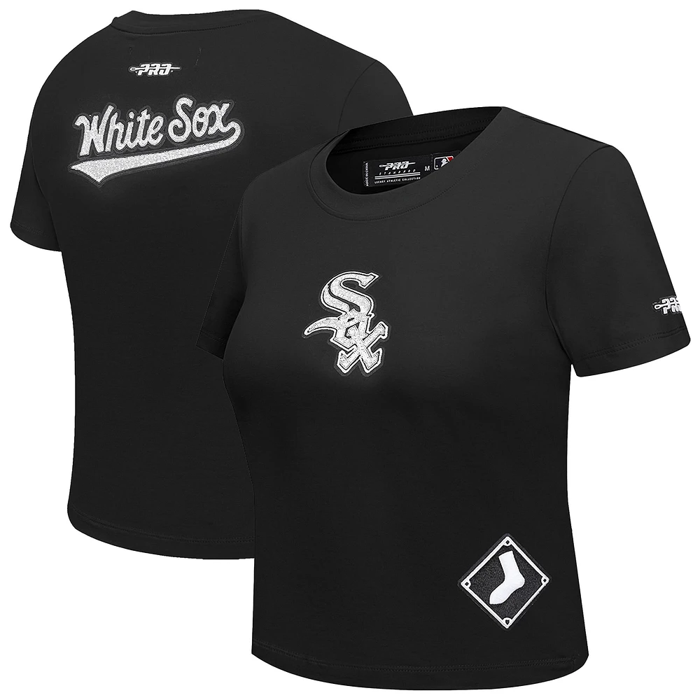 Women's Pro Standard Black Chicago White Sox Game Day Classics Baby Doll Cropped T-Shirt