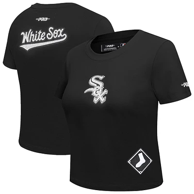 Women's Pro Standard  Black Chicago White Sox Game Day Classics Baby Doll Cropped T-Shirt