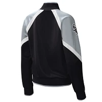 Women's Starter Black Chicago White Sox Touchdown Raglan Full-Zip Track Jacket