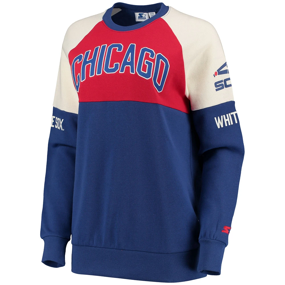 Women's Starter Royal/Red Chicago White Sox Baseline Raglan Pullover Sweatshirt