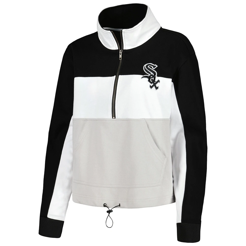 Veste The Wild Collective Black/White Chicago White Sox pour femme Colorblock 1/4 Zip