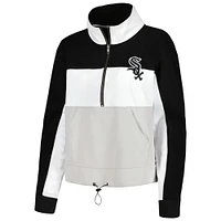 Veste The Wild Collective Black/White Chicago White Sox pour femme Colorblock 1/4 Zip