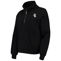 Women's The Wild Collective Black Chicago White Sox Two-Hit Quarter-Zip Pullover Top