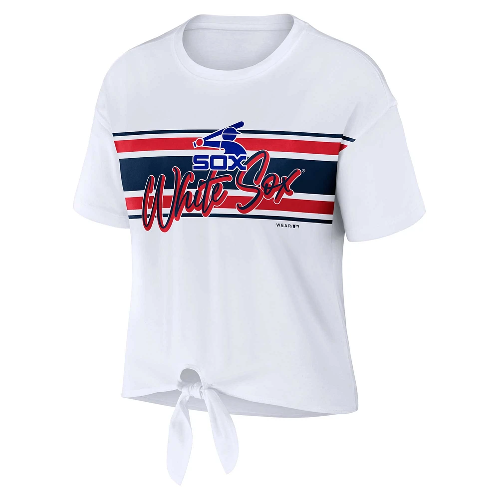T-shirt WEAR by Erin Andrews White Chicago Sox à nouer sur le devant pour femme