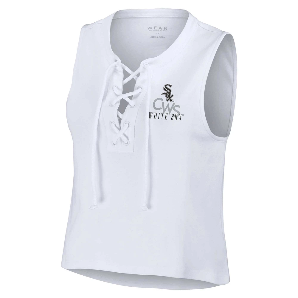 Women's WEAR by Erin Andrews White Chicago Sox Lace-Up Tank Top