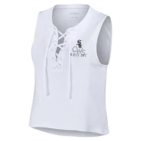 Women's WEAR by Erin Andrews White Chicago Sox Lace-Up Tank Top