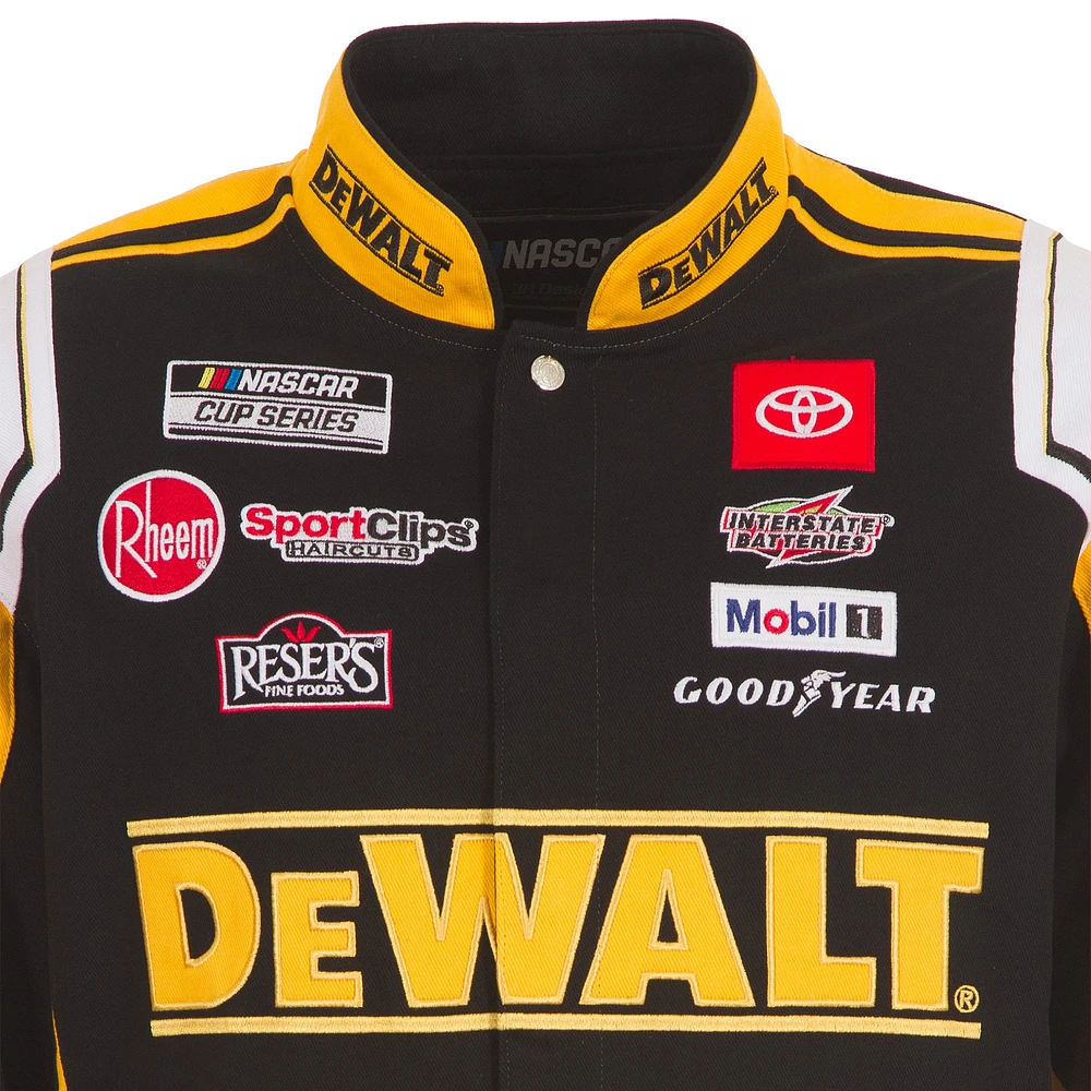 Men's JH Design Black/Yellow Christopher Bell DeWalt Full-Snap Twill Uniform Jacket
